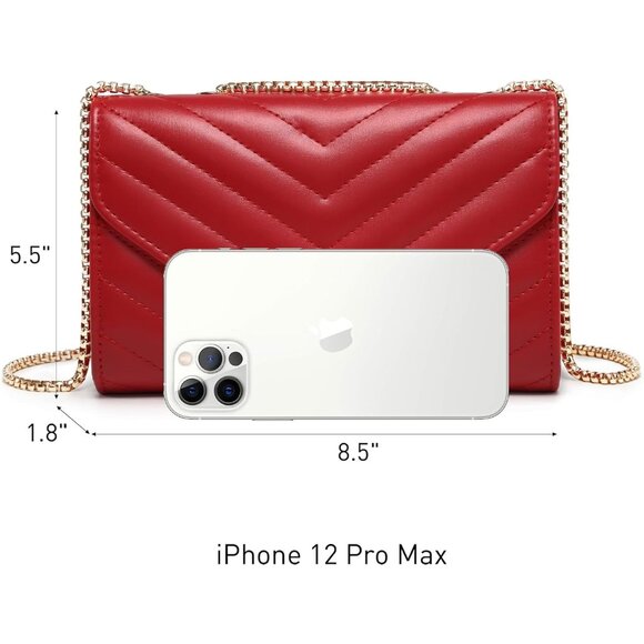 ⚡ Women's Red Stylish Evening Clutch Chain Shoulder Strap Crossbody Bag - Picture 4 of 6